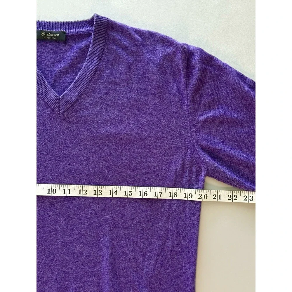 Cashmere Womens Sweater Large Cashmere Wool Silk Blend Pullover Purple V-Neck